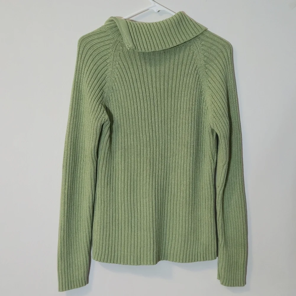 Reitmans XL Sage Green Ribbed Mock Neck Sweater Zipper Detail Soft Cotton Knit - Picture 10 of 12